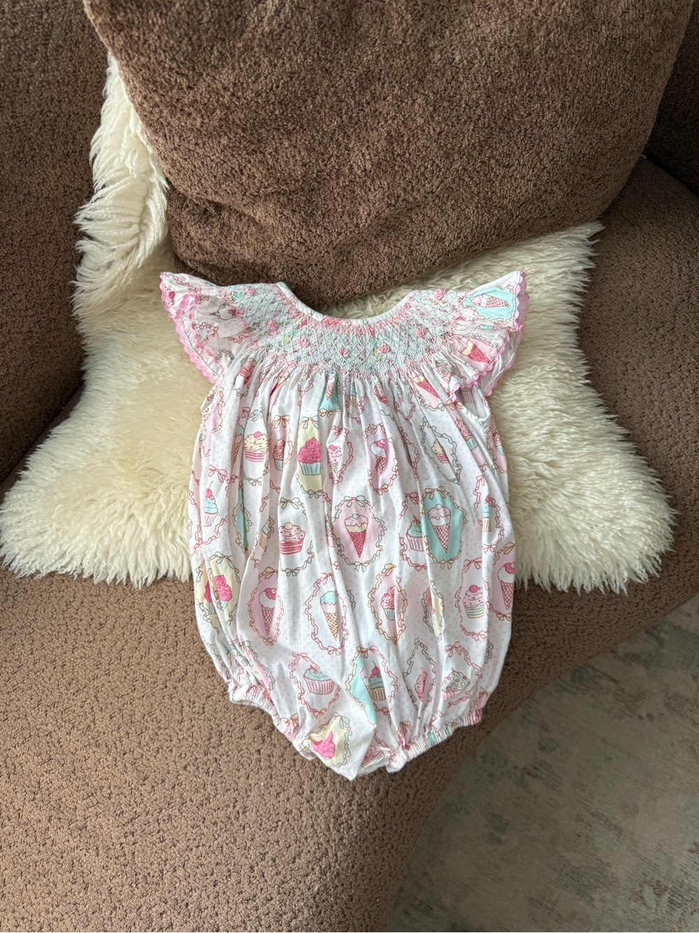 Smockingbird Bubble Romper with Icecream Print